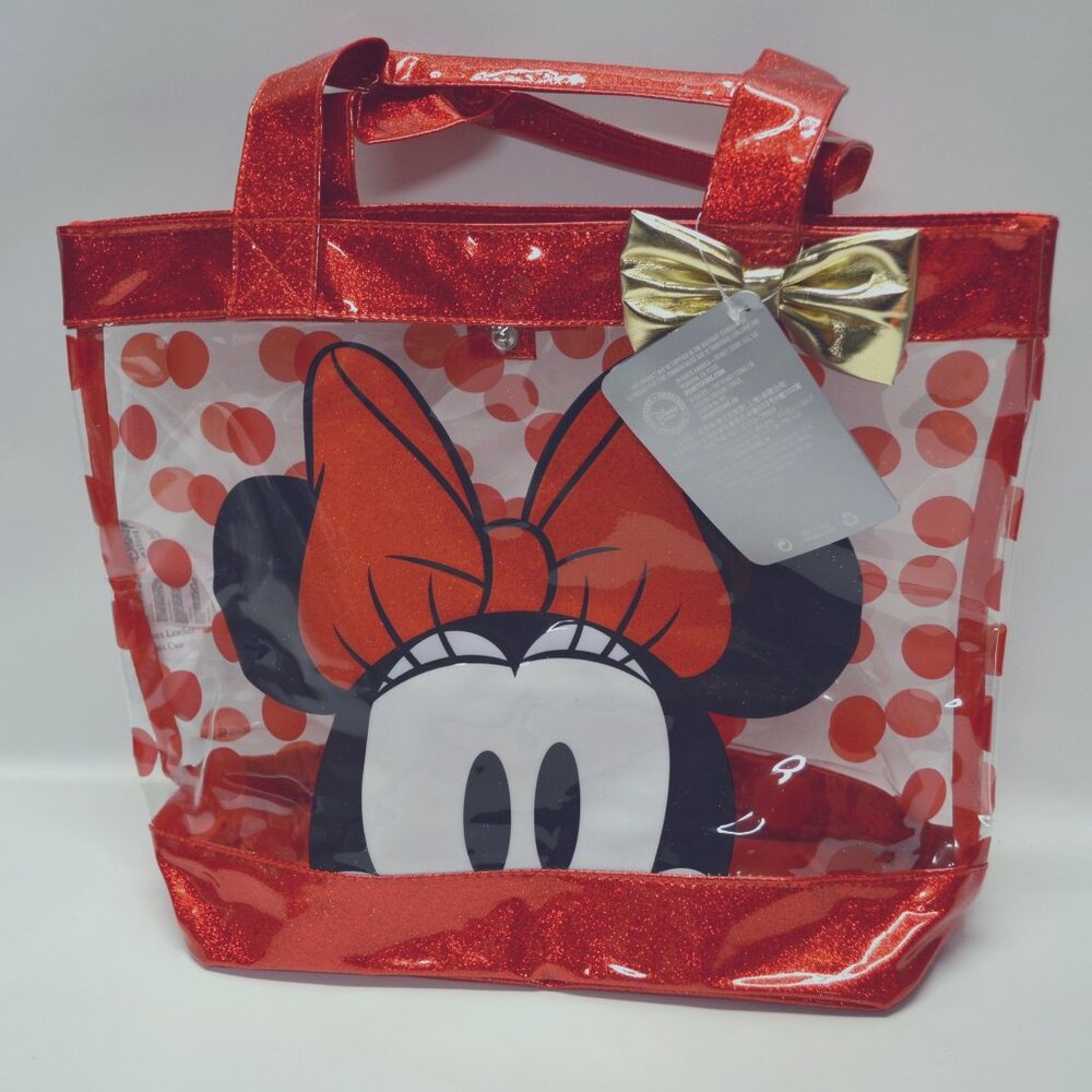 DISNEY STORE Minnie Mouse Red Polka Dot Beach Swim Bag NWT